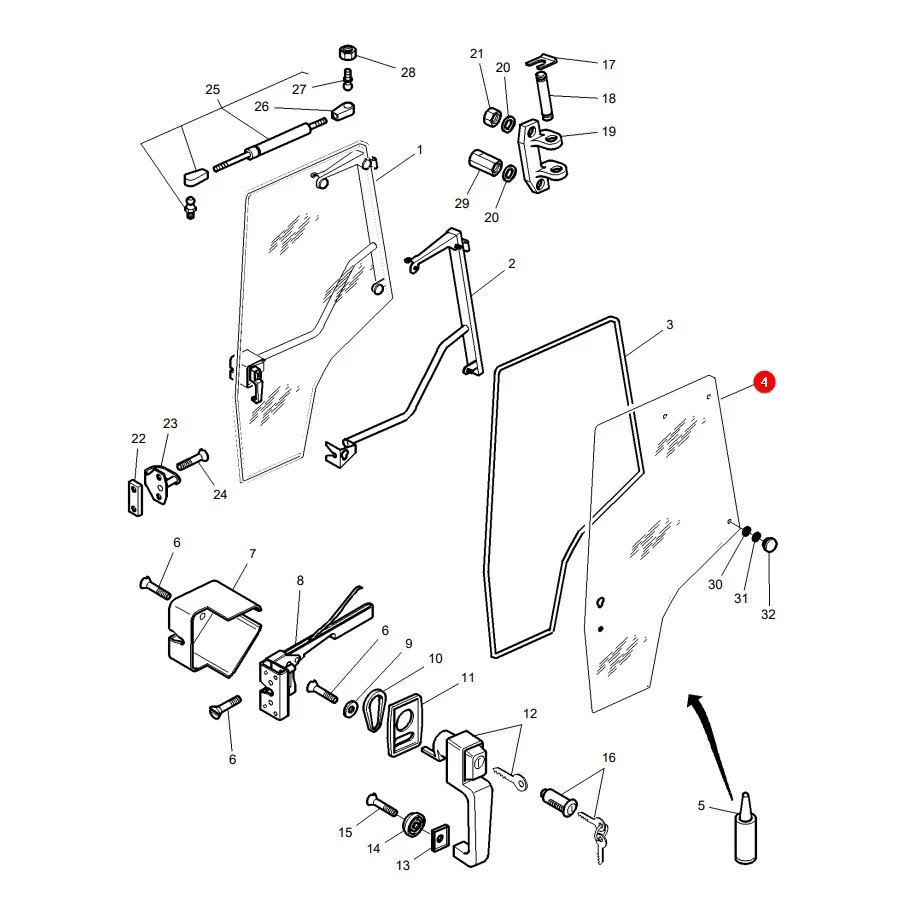 AGCO - 3825689M1 - Linke Türscheibe Massey Ferguson