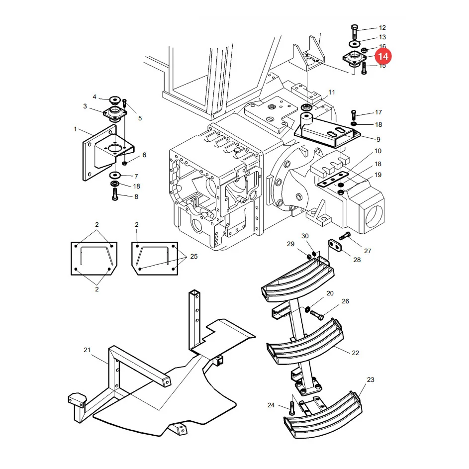 AGCO - 3909594M1 - Metall-Gummi-Stoßdämpfer für Massey Ferguson Kabine