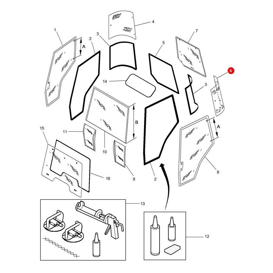 AGCO - 4272765M1 - Linkes Fenster Massey Ferguson