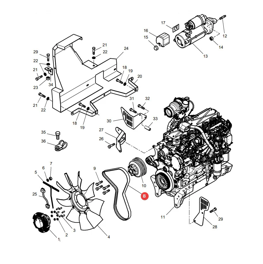 AGCO - 4285560M3 - Mehrrippen-Kehlriemen für Lüfterantrieb Massey Ferguson