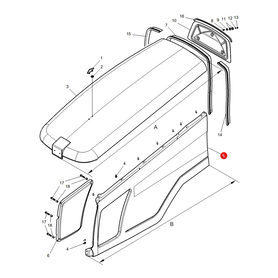 AGCO - 4291506M3 - Rechte Seitenhaube Massey Ferguson