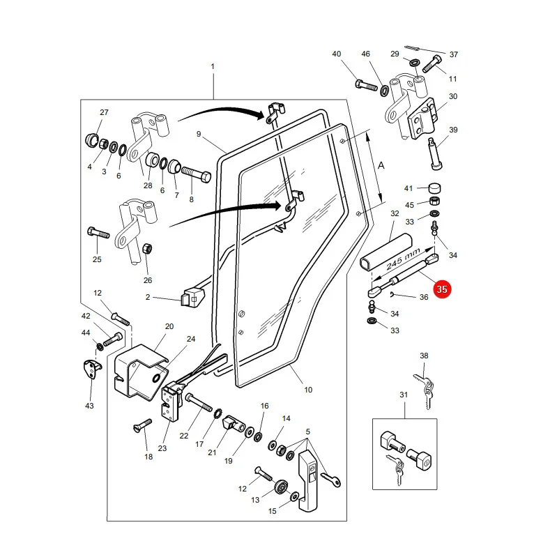 AGCO - 4347981M1 - Massey Ferguson Gasfeder Tür