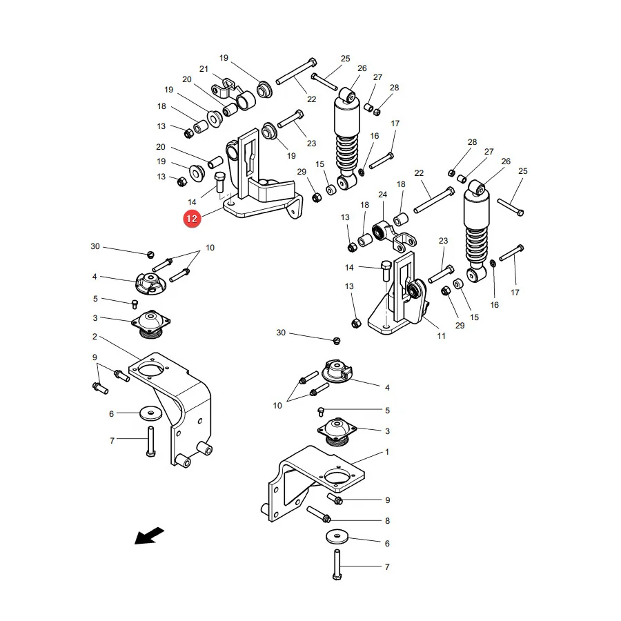 AGCO - 4377451M5 - Rechte Kabinenhalterung Massey Ferguson