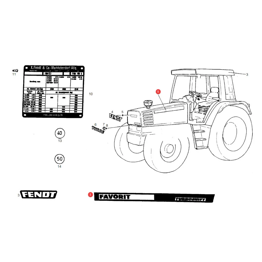 AGCO - 510500321020 - Linker Aufkleber Fendt Favorit 509 C Turboshift