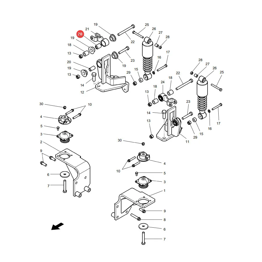 AGCO - 718500200110 -  Massey Ferguson Kabinenbefestigungs-Distanzrohr