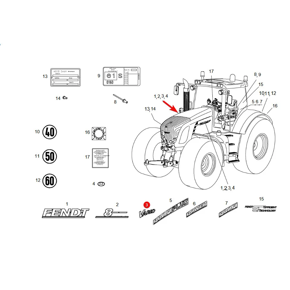 AGCO - 931502021901 - Fendt Vario Kunststoff-Emblem
