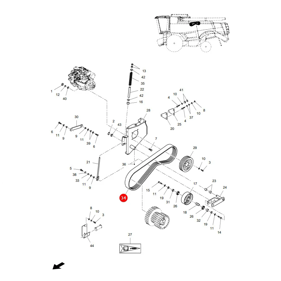 AGCO - ACW0364900 - Hydrostatikpumpen-Keilriemen Massey Ferguson