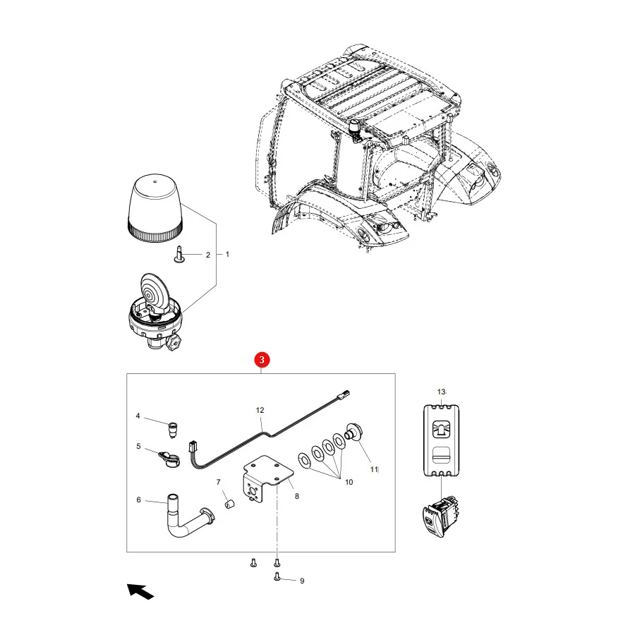 AGCO - ACW3828990 - Drehleuchtenhalterung Massey Ferguson