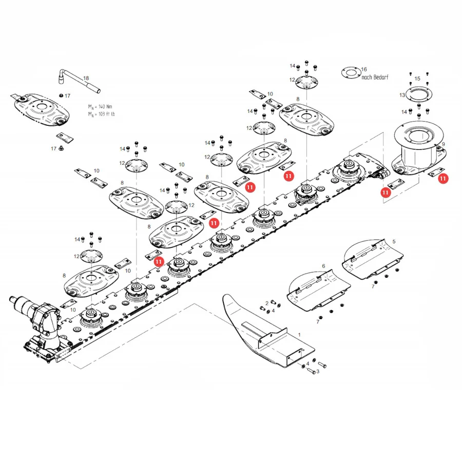 AGCO - FEL122329 - Fella Mähwerk-Messer links Massey Ferguson