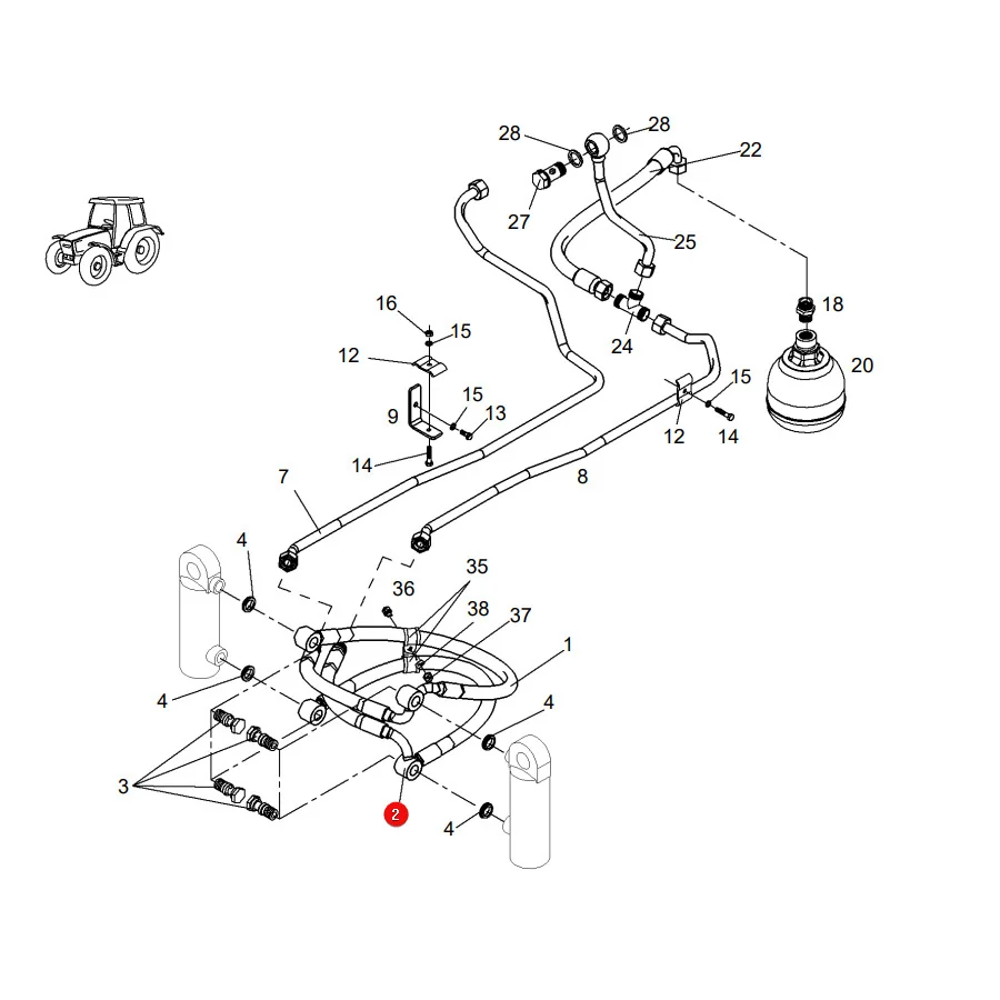 AGCO - G716300160020 - Hydraulikschlauch für Vorderachszylinder Fendt