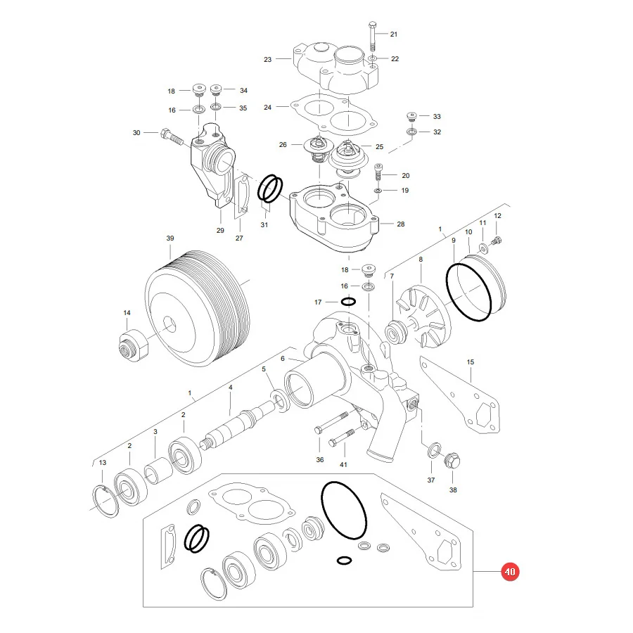 AGCO - V836862613 - Wasserpumpen-Reparatursatz Massey Ferguson