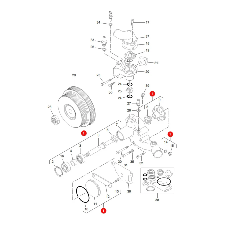 AGCO - V837084200 - Massey Ferguson Motorwasserpumpe