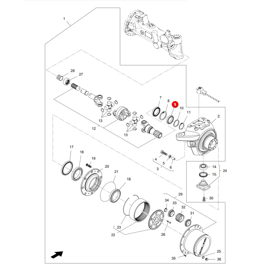 AGCO - X605595700000 -  Vorderachslager Massey Ferguson