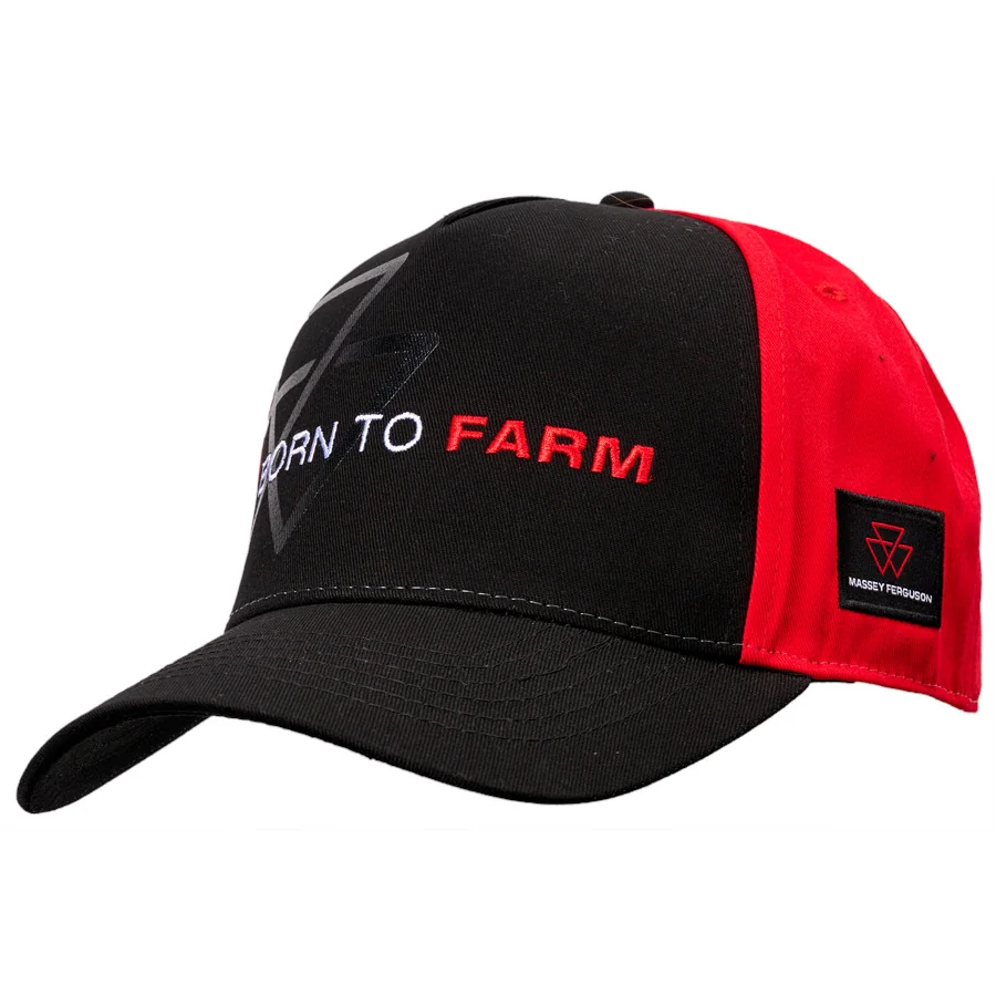 Agco - X993232205000 - Schwarz-rote Kappe mit Schirm "Born to Farm" Massey Ferguson
