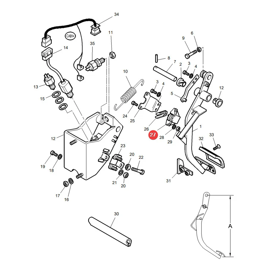 Elobau - 424a17a090 - Kupplungspedal-Positionssensor Massey Ferguson 3784361M1
