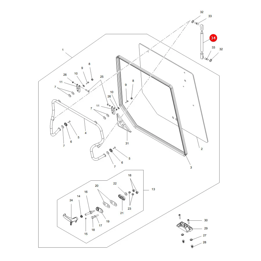 JAG - 3902140M1.01 - Gasfeder für Kabinenfenster Massey Ferguson