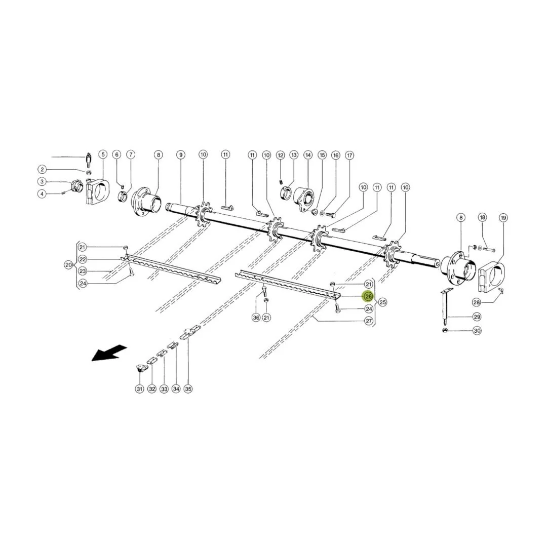 JAG - 630565.00 - Claas Linke Zuführgehäusestange 740 mm