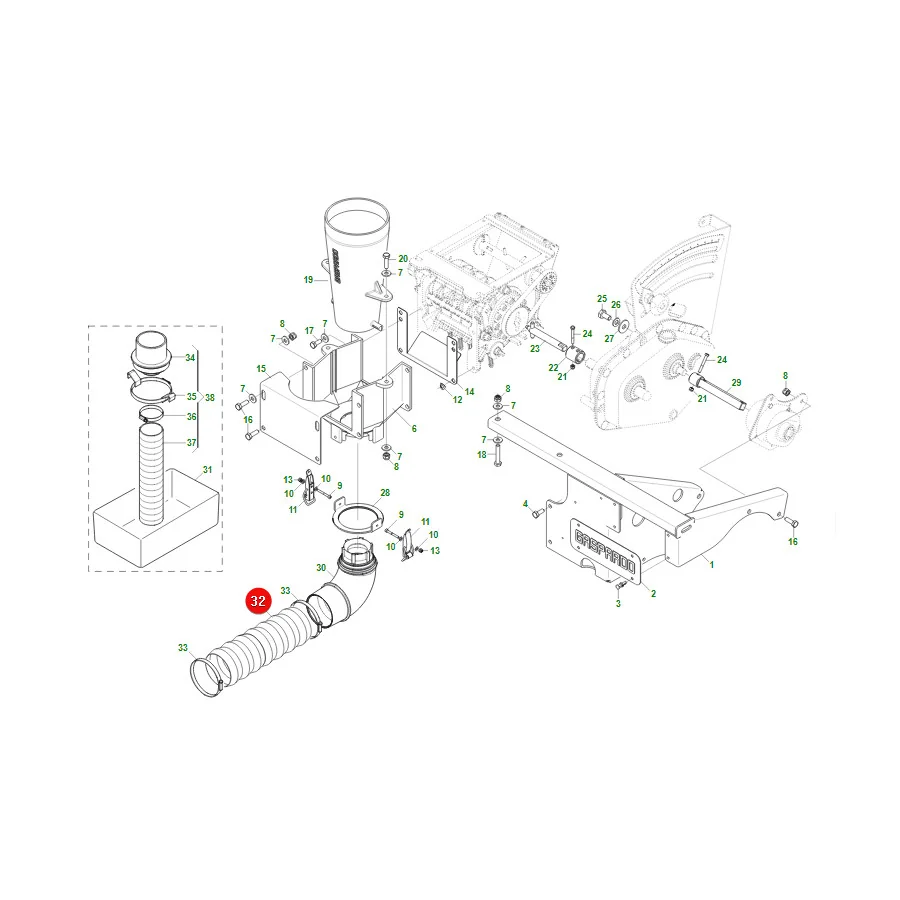 Maschio Gaspardo - F03100427R - Flexibler Schlauch D100