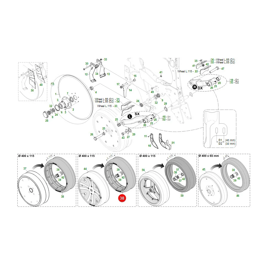 Maschio Gaspardo - F06120188R - Tiefeneinstellradreifen