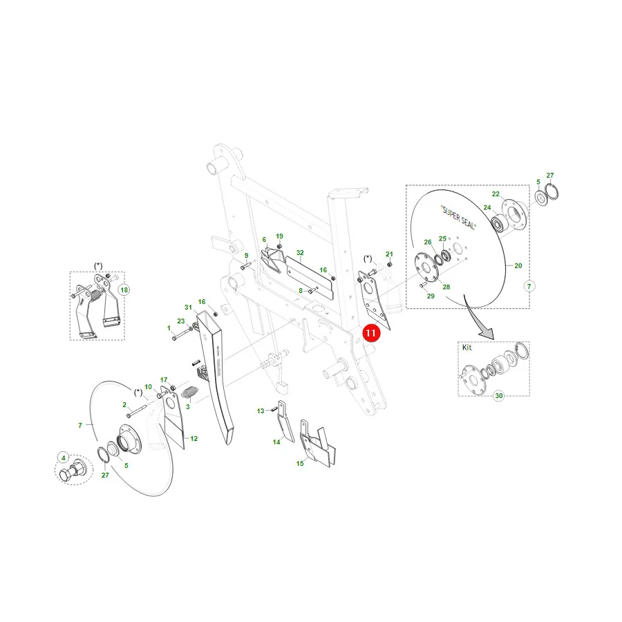 Maschio Gaspardo - G15226340R - Rechter Innenabstreifer