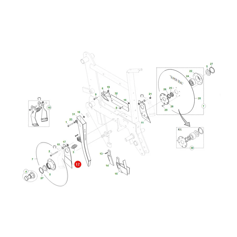 Maschio Gaspardo - G15226360R - Linker Innenabstreifer