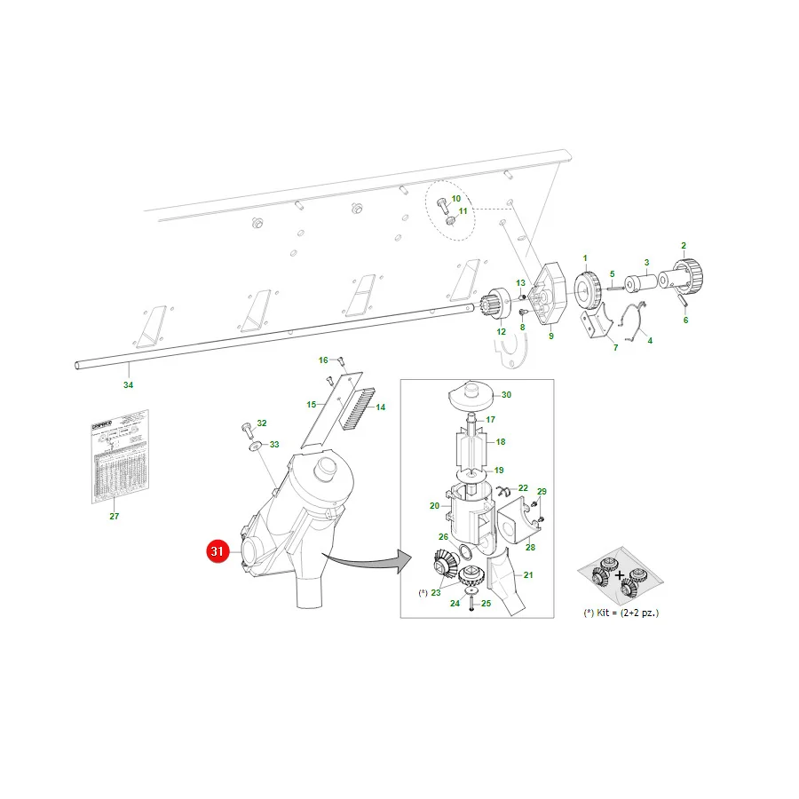 Maschio Gaspardo - G16670040R - Düngerstreuer-Baugruppe