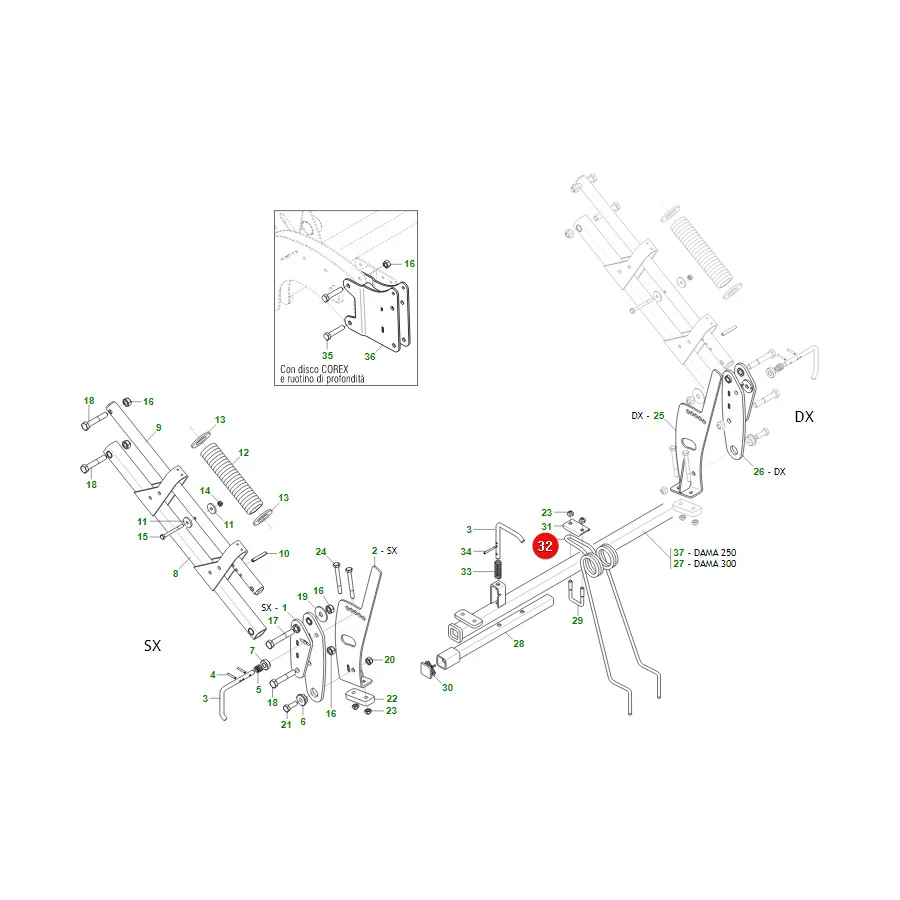 Maschio Gaspardo - G18904710R - Gebogene Abstreiferfeder