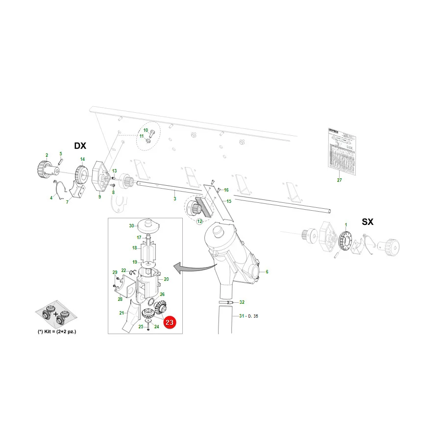 Maschio Gaspardo - G20860126R - Säzahnradsatz (2+2)