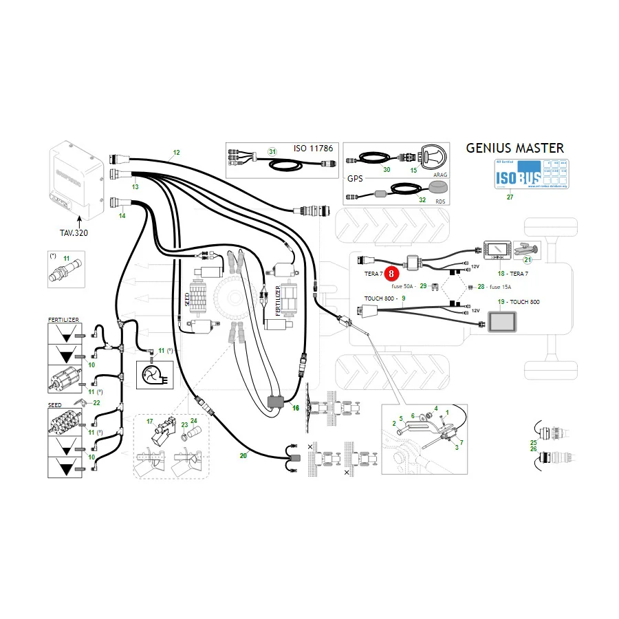 Maschio Gaspardo - GSF05200546R - Kabelbaum für Monitor GM7 Isobus