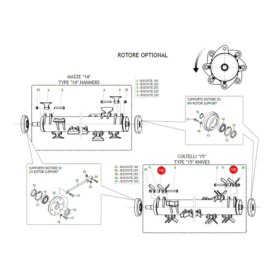 Maschio Gaspardo - M03400406R - Gebogenes Y-Messer