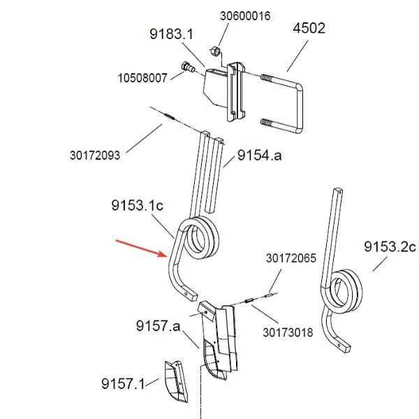 Monosem - MN30153038 - Linke Feder des Düngerstreuers 9153-1C