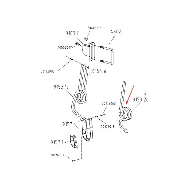 Monosem - MN30153039 - Rechte Feder des Düngerstreuers 9153-2c