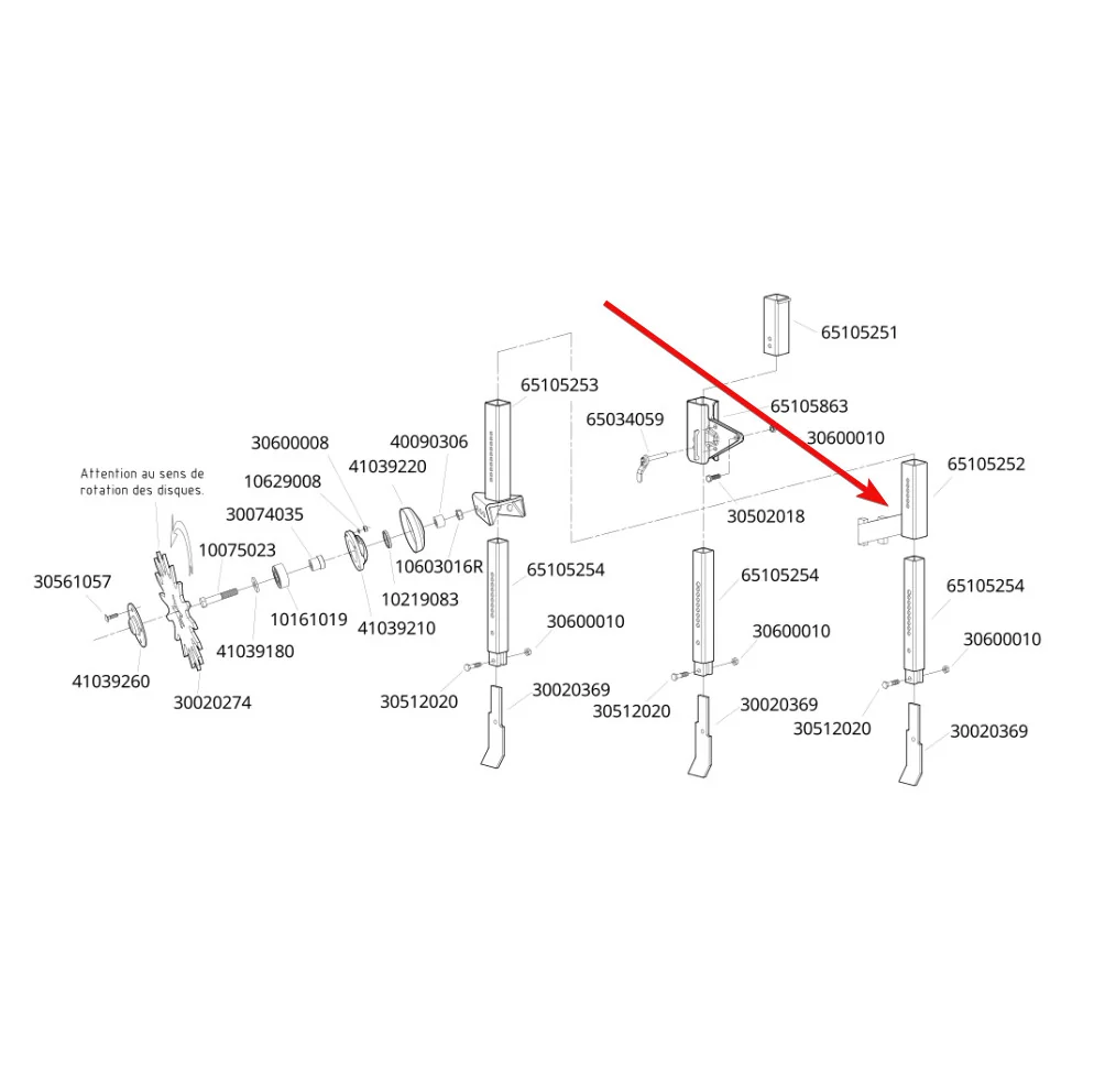 Monosem - MN65105252 - NG-Sektion-Erdklumpenschabergriff
