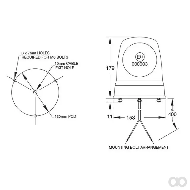 Sparex - s.11202 - Blinkleuchte auf Bolzen montiert 12-24V