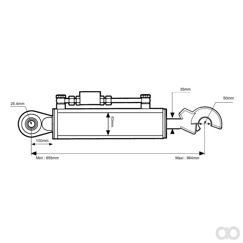 Sparex - S.399831 - Zentralhydraulikgestänge Kat. 2 655-964 mm