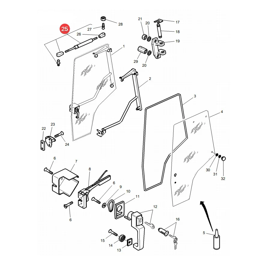 Sparex - S.54541 - Gasfeder Fenster Massey Ferguson