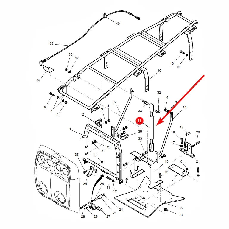 Stabilus - CA095129 - Gasfeder Massey Ferguson 3788102M1