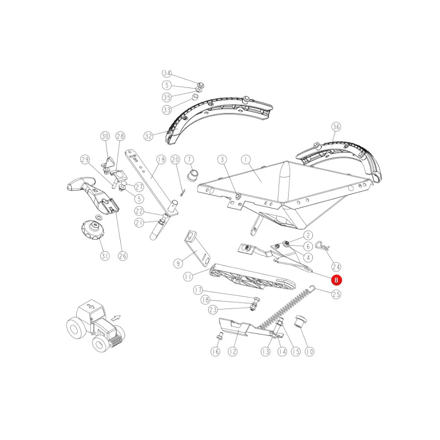 Sulky - SL014090 - Linke Halterung des Schiebers 014090