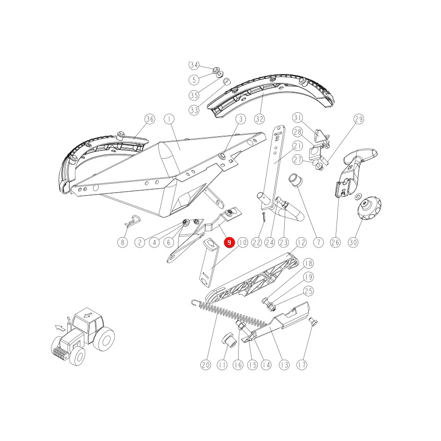 Sulky - SL014091 - Rechte Halterung des Schiebers 014091