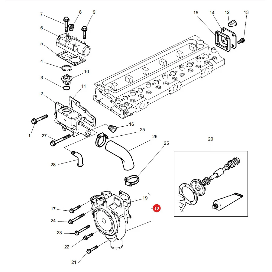 TotalSource - TVH/50538810 - Wasserpumpe mit Dichtung Massey Ferguson