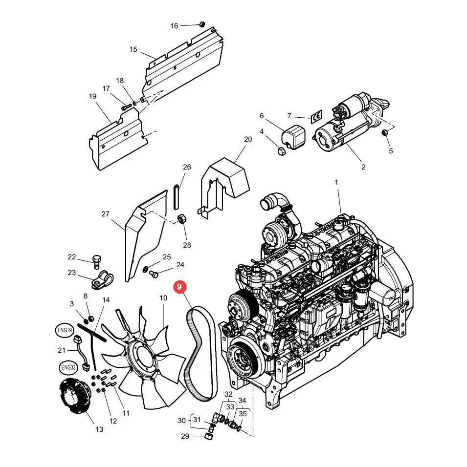 TVH - 30/144-722 - Mehrrippen-Keilrippenriemen für Lüfterantrieb 10PK 1830 Massey Ferguson