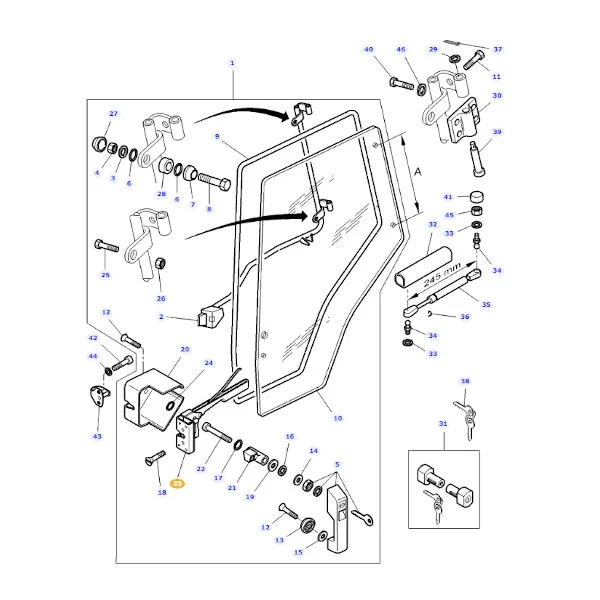 TVH - 70/4170-219 - linkes Kabinentürschloss Massey Ferguson
