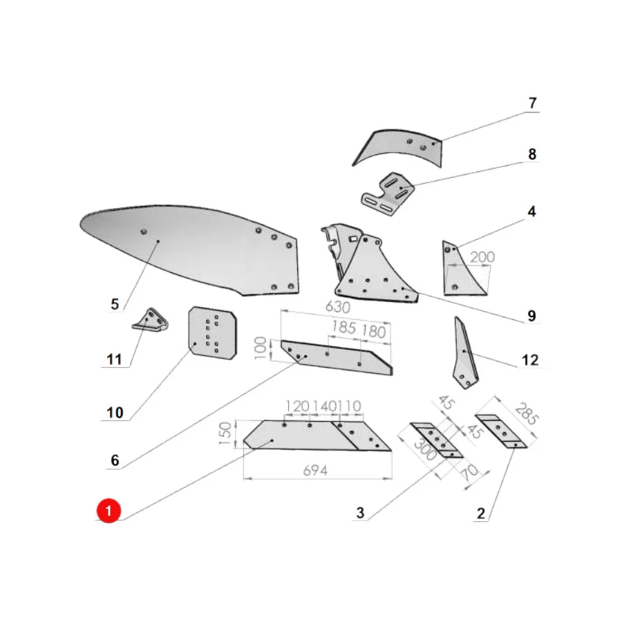 Unia - 1153512500 - Rechter Pflugschar ZX, Lang