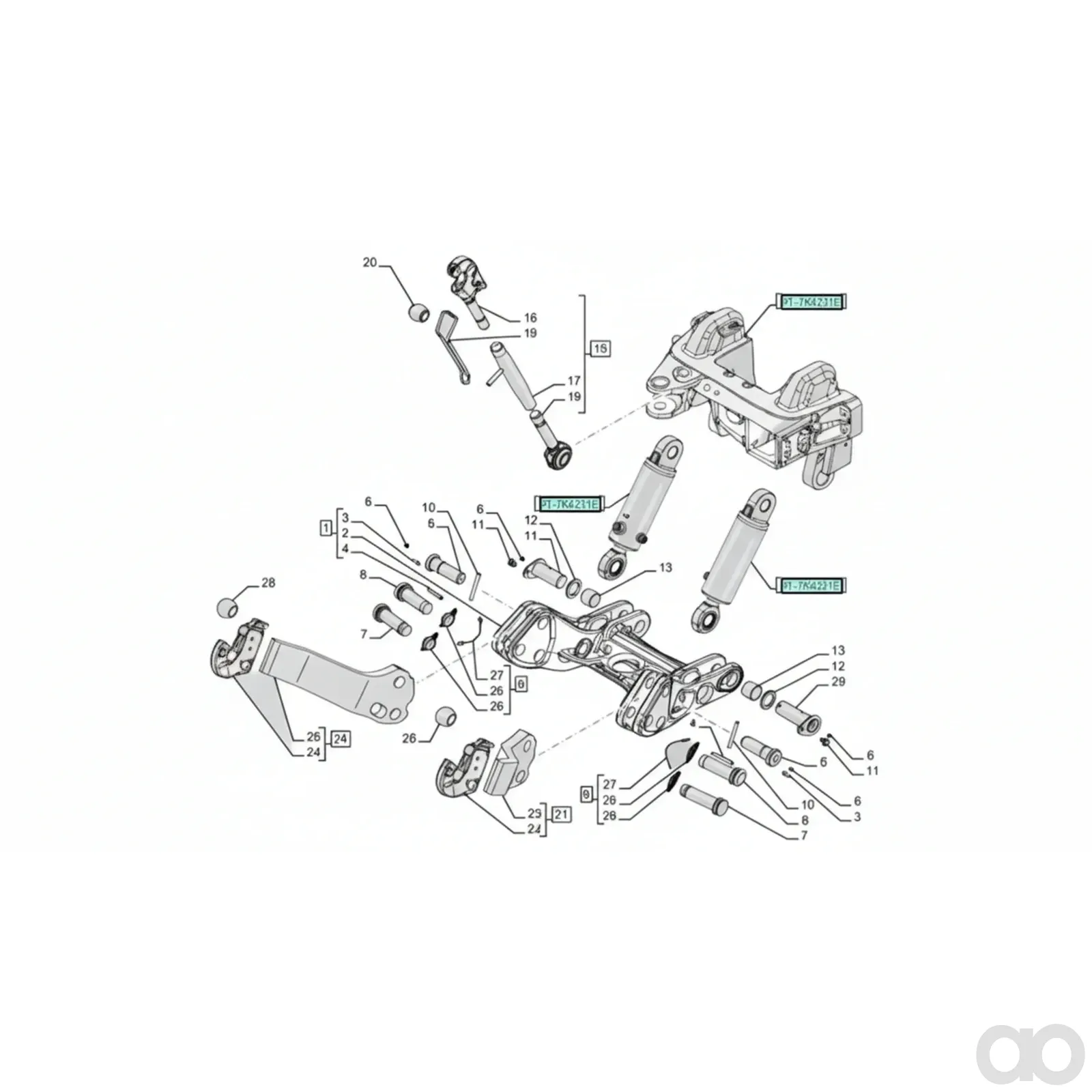 Case IH - 718032370 - Vordere hydraulische Krafthebergarnitur mit Zapfwelle fuer aufgehaengte Achse - STANDARD