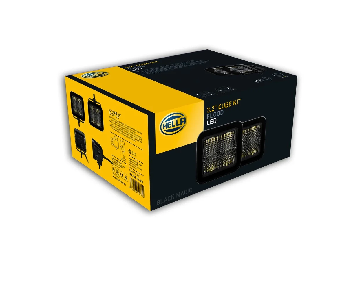 HELLA - 1FA 358 176-811 - LED-Fernscheinwerfer, Black Magic Edgeless Cube Kit 3.2", 12/24V, 3000lm