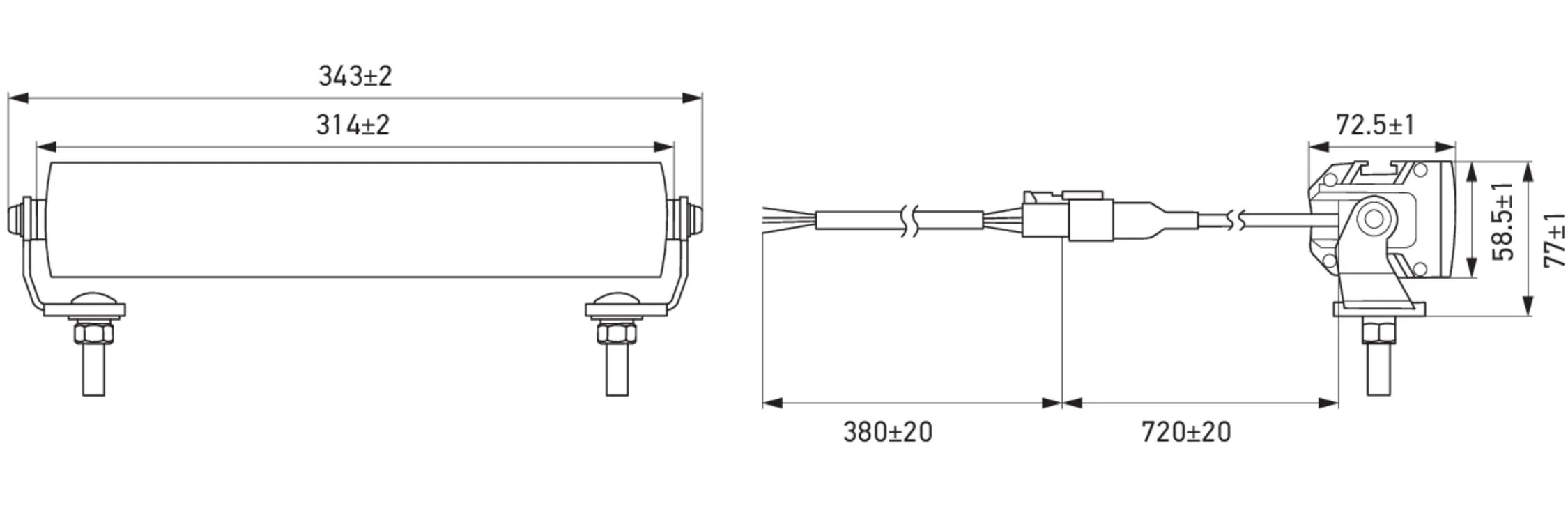 HELLA - 1FE 357 666-011 - LED-Lightbar, LBE 2 310FL, 12/24V, weiß/gelb (amber), 3800lm