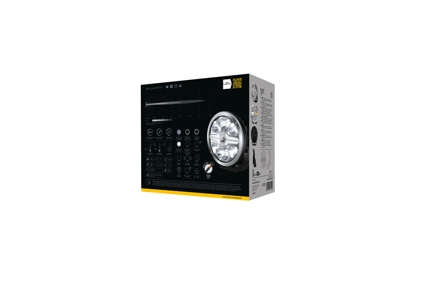 HELLA - 1FJ 357 198-031 - LED-Fernscheinwerfer, Blade Chrom 7", 12/24V, weiß/gelb (amber), 1800lm