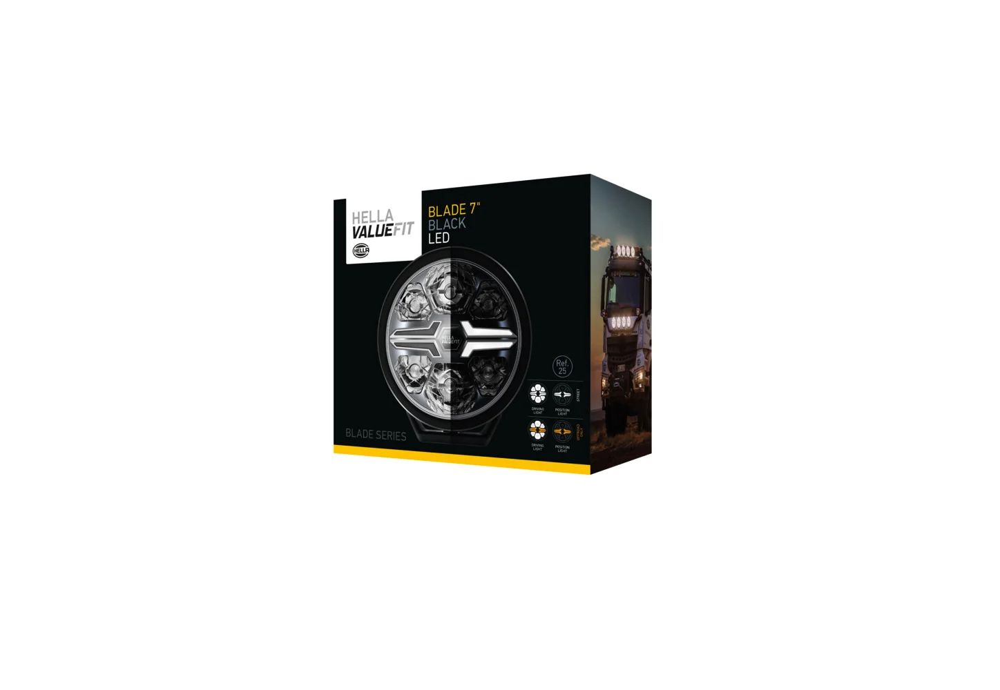 HELLA - 1FJ 357 198-061 - LED-Fernscheinwerfer, Blade Black 7", 12/24V, weiß/gelb (amber), 1670lm