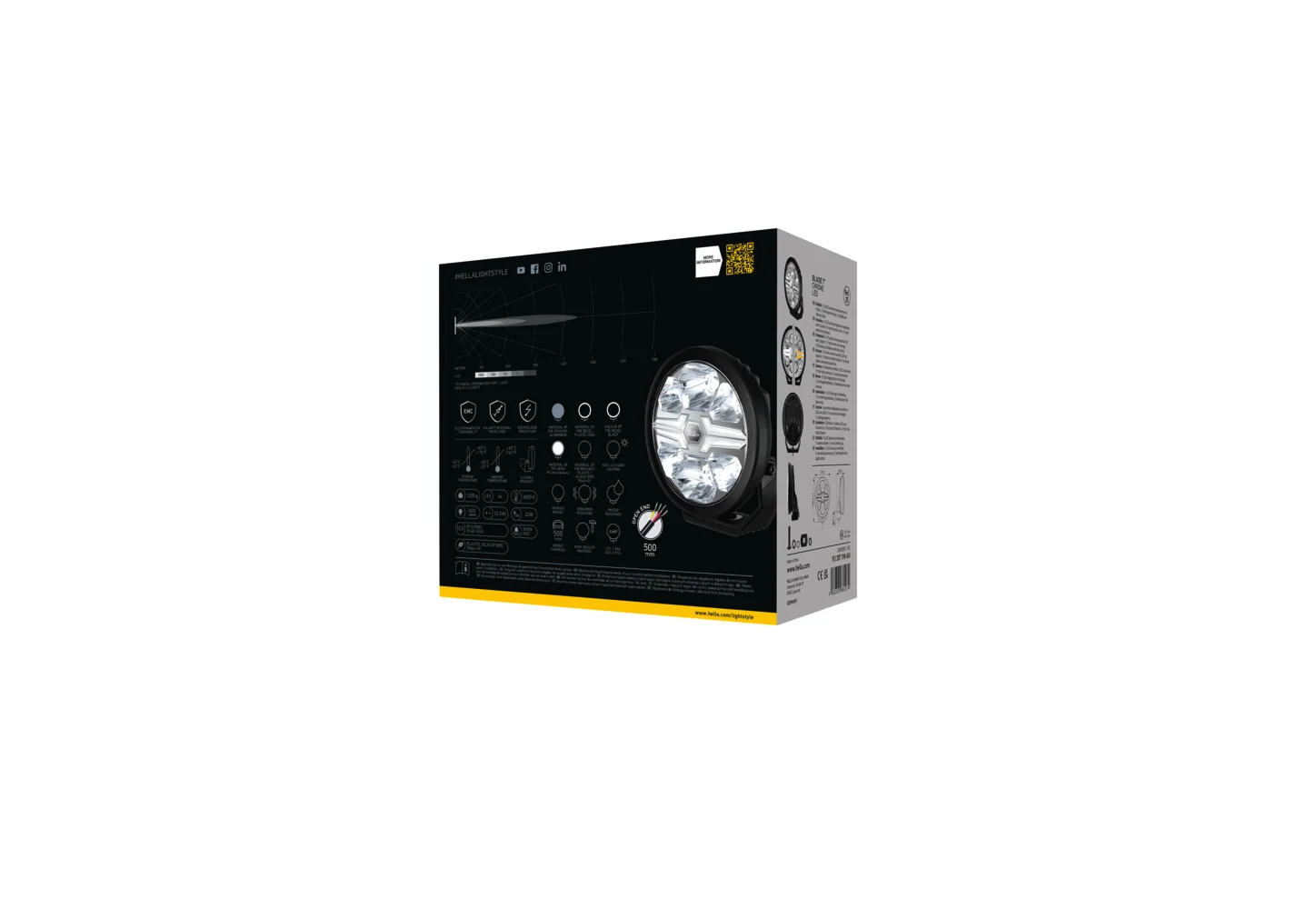 HELLA - 1FJ 357 198-061 - LED-Fernscheinwerfer, Blade Black 7", 12/24V, weiß/gelb (amber), 1670lm