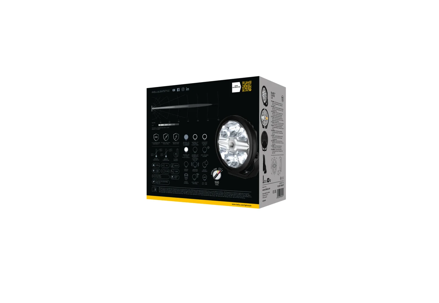 HELLA - 1FJ 357 198-071 - LED-Fernscheinwerfer, Blade Black 7", 12/24V, weiß/gelb (amber), 1800lm